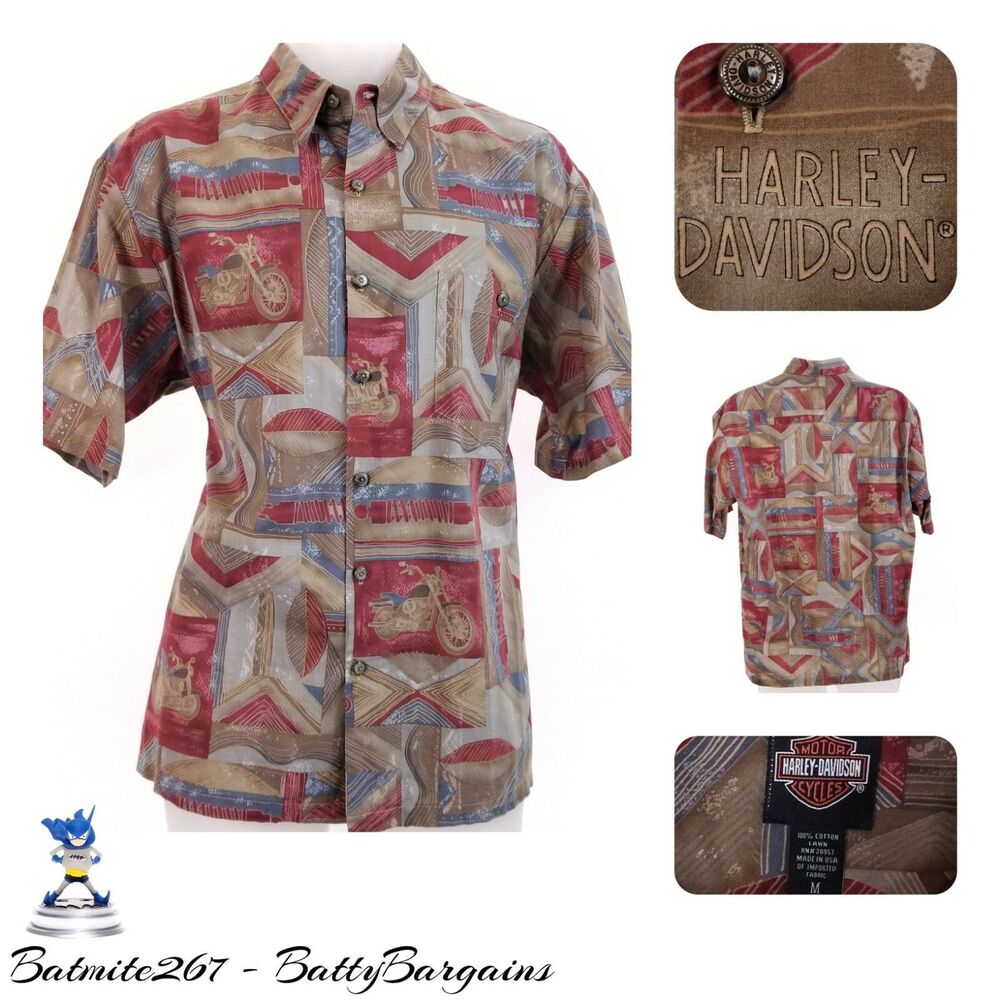 Harley Davidson Mens Shirt USA MADE Button Up Hawaiian Motorcycle Tori Richards
